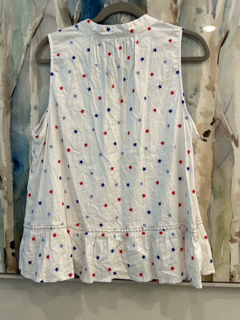 crown & ivy White Sleeveless Star-Print Tassel Peasant Top - Picture 2 of 9